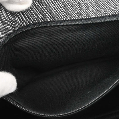 Chanel 2016-2017 Black Quilted Denim Medium Airlines Buckle 2way Shoulder Handbag