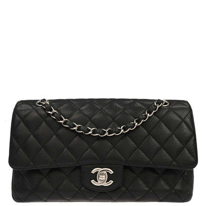 Chanel 2009-2010 Black Caviar Skin Medium Classic Double Flap Shoulder Bag