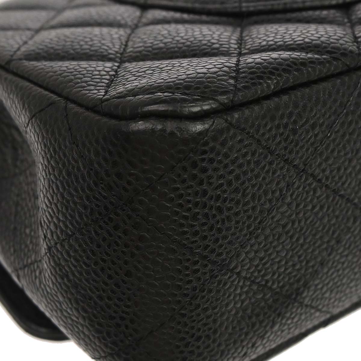 Chanel 2009-2010 Black Caviar Skin Medium Classic Double Flap Shoulder Bag