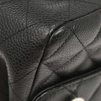 Chanel 2009-2010 Black Caviar Skin Medium Classic Double Flap Shoulder Bag