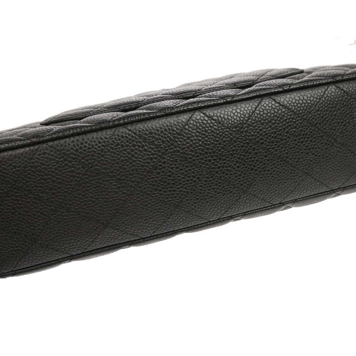 Chanel 2009-2010 Black Caviar Skin Medium Classic Double Flap Shoulder Bag
