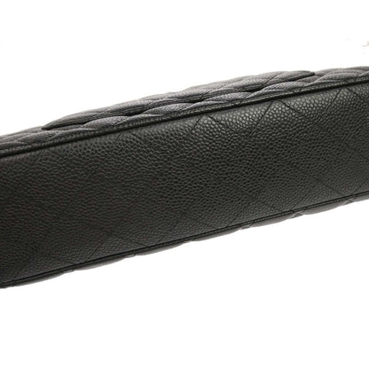 Chanel 2009-2010 Black Caviar Skin Medium Classic Double Flap Shoulder Bag