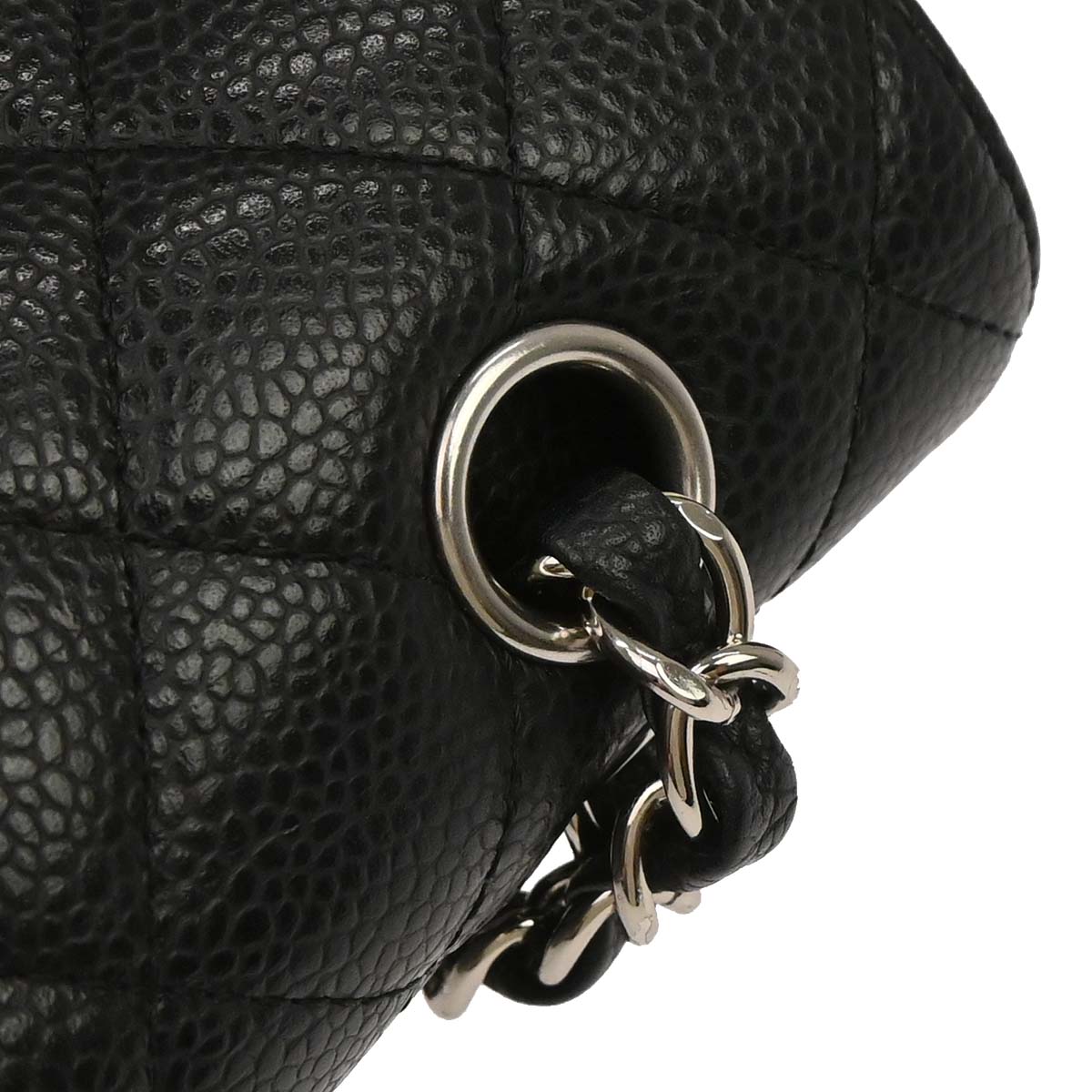 Chanel 2009-2010 Black Caviar Skin Medium Classic Double Flap Shoulder Bag