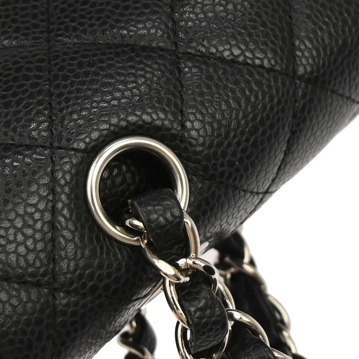 Chanel 2009-2010 Black Caviar Skin Medium Classic Double Flap Shoulder Bag