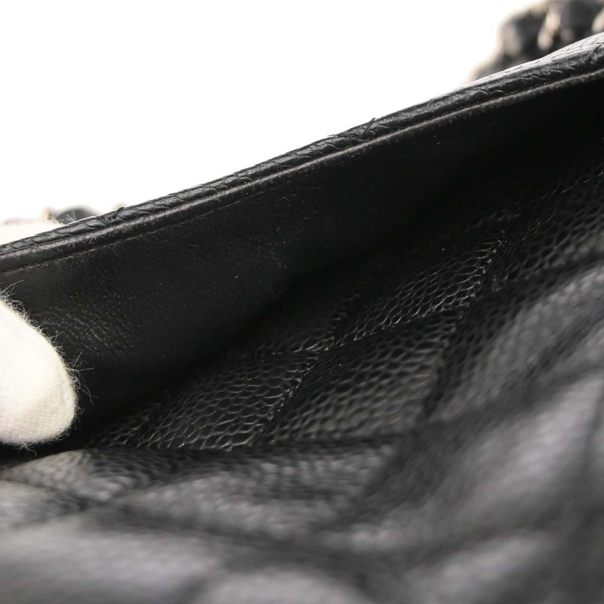 Chanel 2009-2010 Black Caviar Skin Medium Classic Double Flap Shoulder Bag