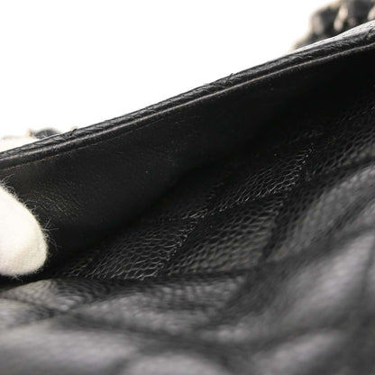 Chanel 2009-2010 Black Caviar Skin Medium Classic Double Flap Shoulder Bag