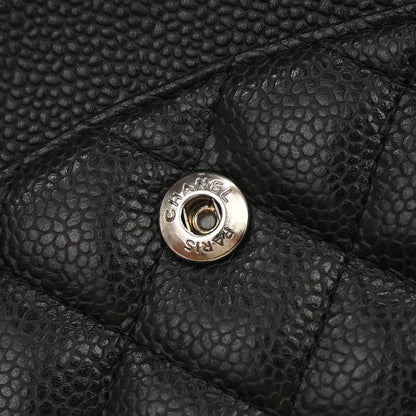Chanel 2009-2010 Black Caviar Skin Medium Classic Double Flap Shoulder Bag