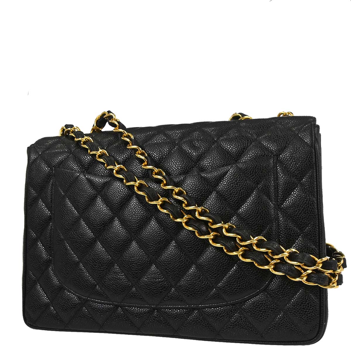 Chanel Black Caviar Skin Jumbo Classic Flap Shoulder Bag