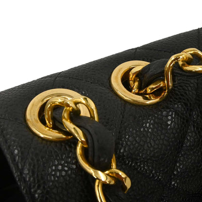 Chanel Black Caviar Skin Jumbo Classic Flap Shoulder Bag