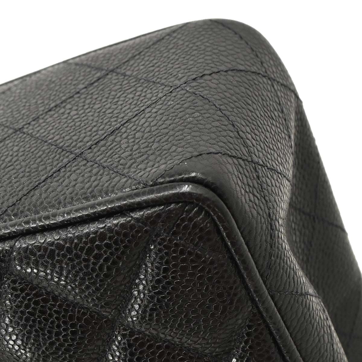 Chanel Black Caviar Skin Jumbo Classic Flap Shoulder Bag