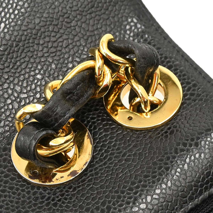 Chanel Black Caviar Skin Jumbo Classic Flap Shoulder Bag