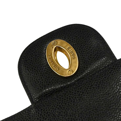 Chanel Black Caviar Skin Jumbo Classic Flap Shoulder Bag
