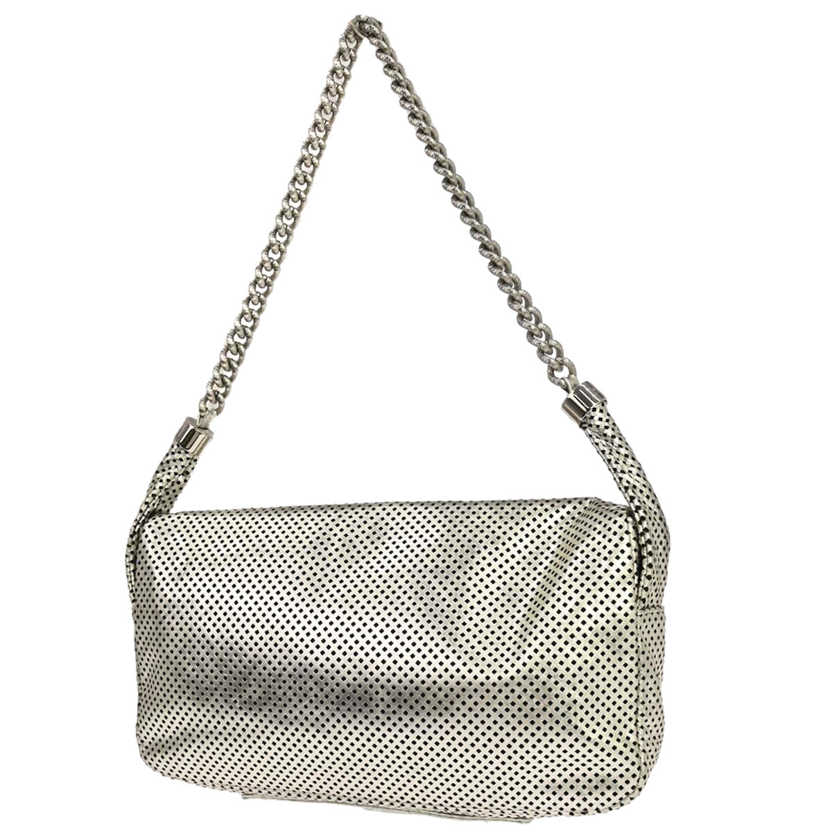 Chanel 2008-2009 Silver Perforated Lambskin Shoulder Bag