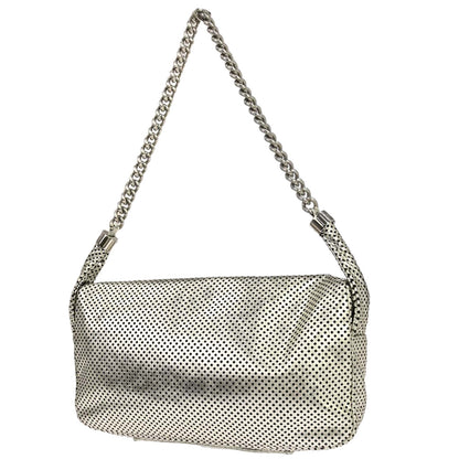 Chanel 2008-2009 Silver Perforated Lambskin Shoulder Bag
