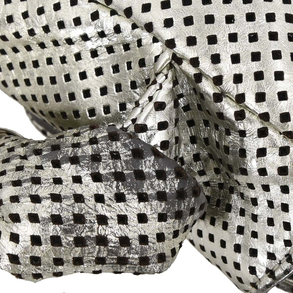Chanel 2008-2009 Silver Perforated Lambskin Shoulder Bag