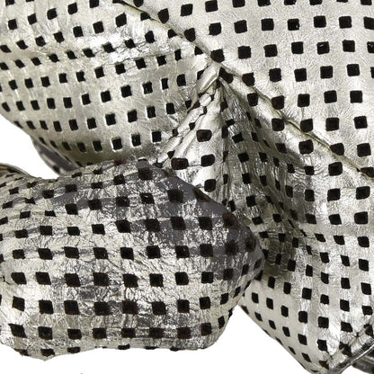 Chanel 2008-2009 Silver Perforated Lambskin Shoulder Bag