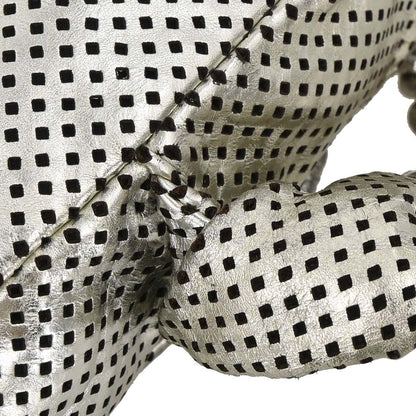 Chanel 2008-2009 Silver Perforated Lambskin Shoulder Bag