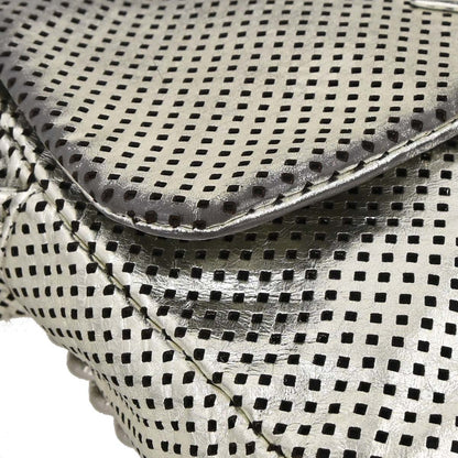 Chanel 2008-2009 Silver Perforated Lambskin Shoulder Bag