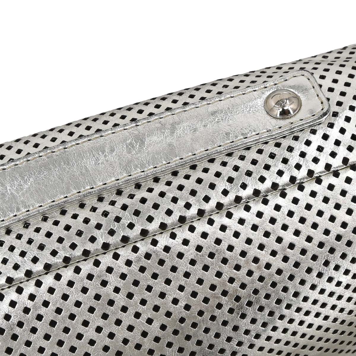 Chanel 2008-2009 Silver Perforated Lambskin Shoulder Bag