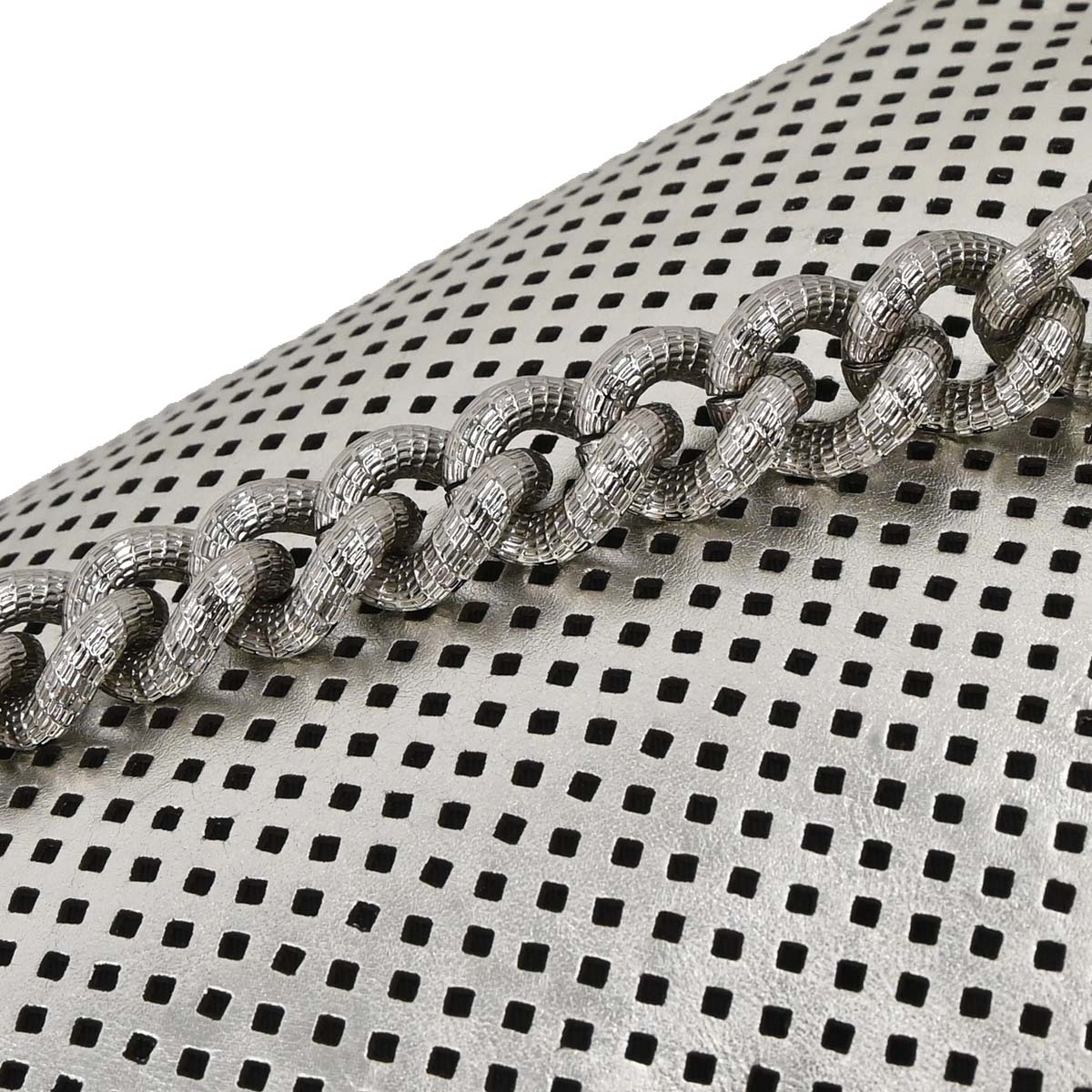 Chanel 2008-2009 Silver Perforated Lambskin Shoulder Bag