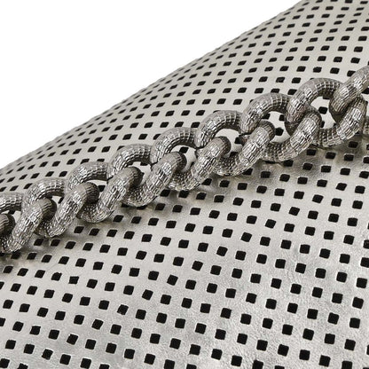 Chanel 2008-2009 Silver Perforated Lambskin Shoulder Bag