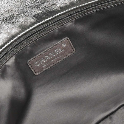 Chanel 2008-2009 Silver Perforated Lambskin Shoulder Bag