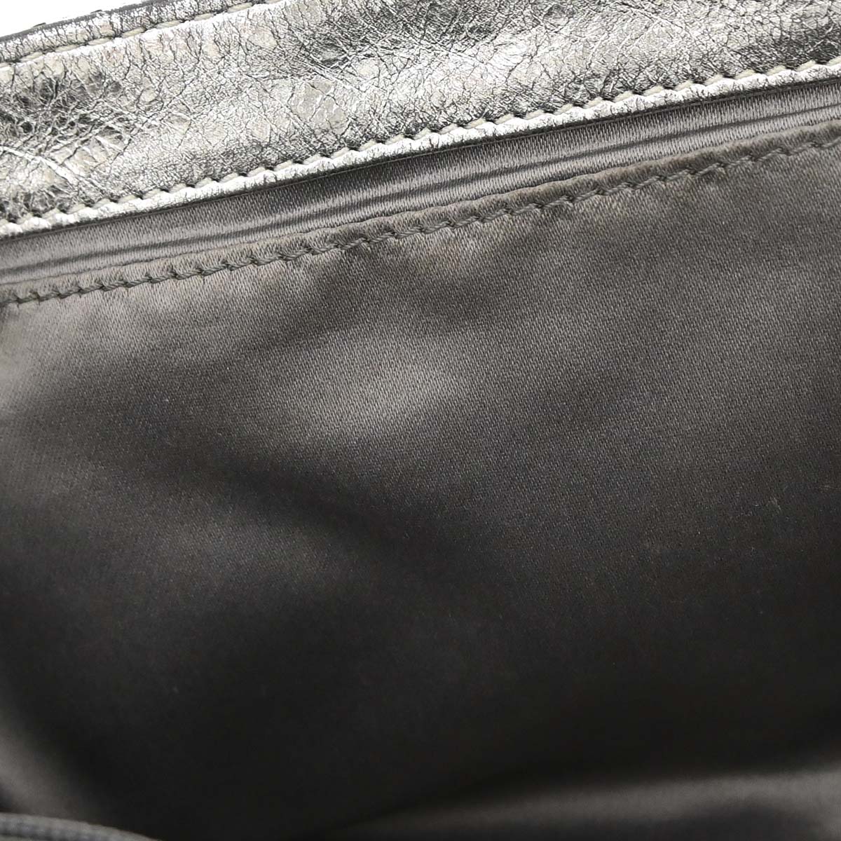 Chanel 2008-2009 Silver Perforated Lambskin Shoulder Bag