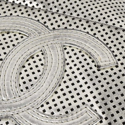 Chanel 2008-2009 Silver Perforated Lambskin Shoulder Bag