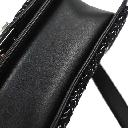 Boy Chanel 2017-2018 Black Lambskin Tweed Chevron Small Chain Shoulder Bag 167312