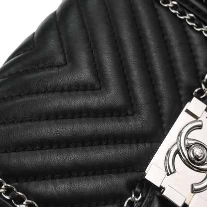 Boy Chanel 2017-2018 Black Lambskin Tweed Chevron Small Chain Shoulder Bag 167312