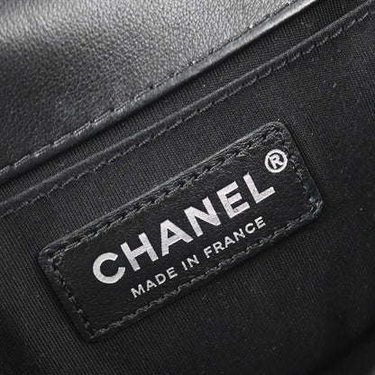 Boy Chanel 2017-2018 Black Lambskin Tweed Chevron Small Chain Shoulder Bag 167312