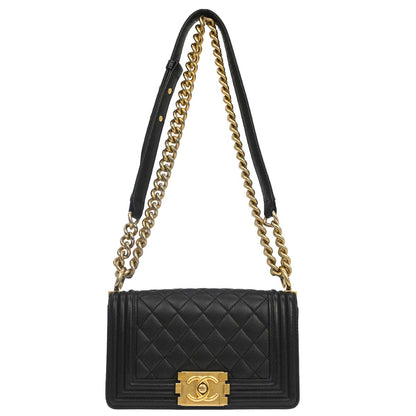 Boy Chanel 2018-2019 Black Caviar Skin Small Chain Shoulder Bag