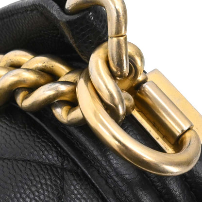 Boy Chanel 2018-2019 Black Caviar Skin Small Chain Shoulder Bag