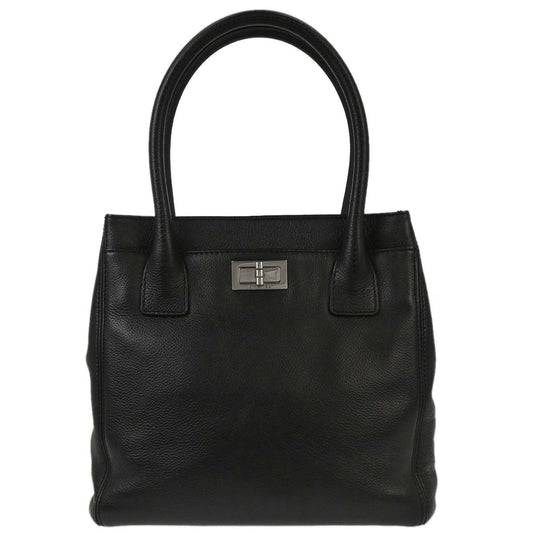 Chanel 2005-2006 Black Calfskin Mademoiselle Lock Executive Tote Bag
