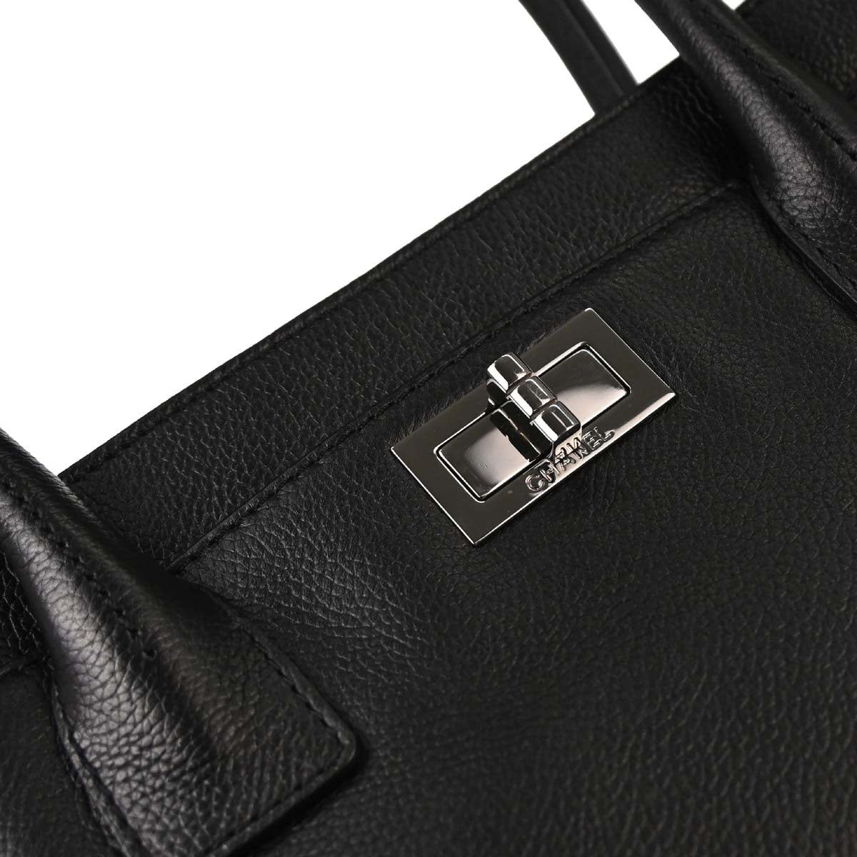 Chanel 2005-2006 Black Calfskin Mademoiselle Lock Executive Tote Bag