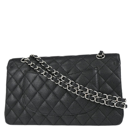 Chanel 2010-2011 Black Caviar Skin Medium Classic Double Flap Shoulder Bag