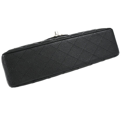Chanel 2010-2011 Black Caviar Skin Medium Classic Double Flap Shoulder Bag