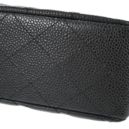 Chanel 2010-2011 Black Caviar Skin Medium Classic Double Flap Shoulder Bag