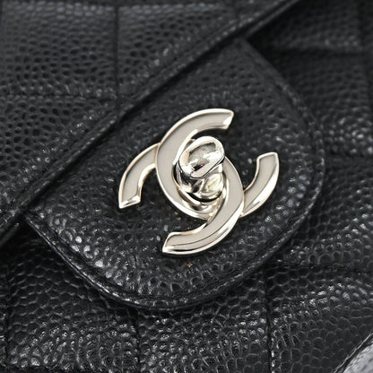 Chanel 2010-2011 Black Caviar Skin Medium Classic Double Flap Shoulder Bag