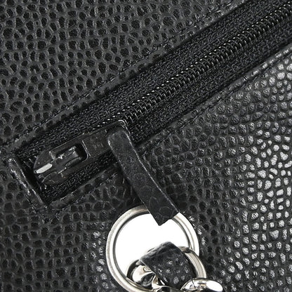 Chanel 2010-2011 Black Caviar Skin Medium Classic Double Flap Shoulder Bag
