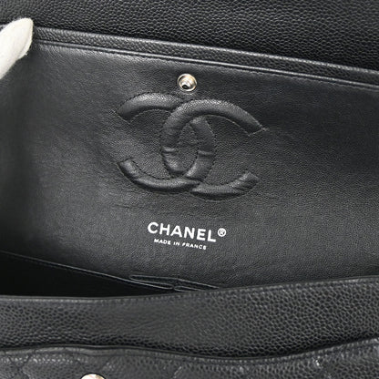 Chanel 2010-2011 Black Caviar Skin Medium Classic Double Flap Shoulder Bag