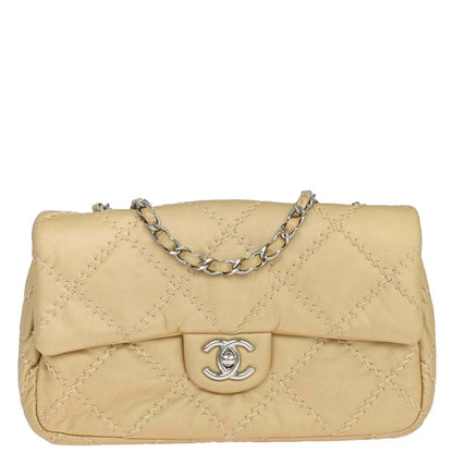 Chanel 2011 Gold Lambskin Ultra Stitch Flap Bag Shoulder Bag