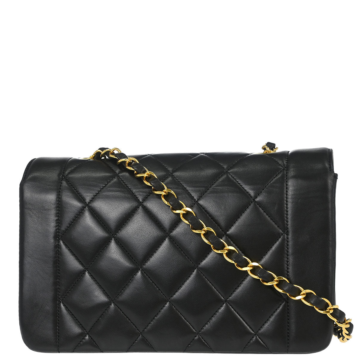 Chanel 1991-1994 Black Lambskin Small Diana Shoulder Bag