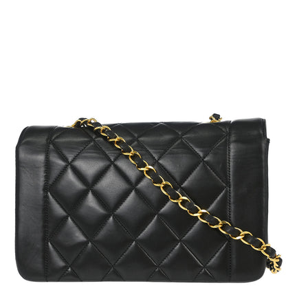 Chanel 1991-1994 Black Lambskin Small Diana Shoulder Bag