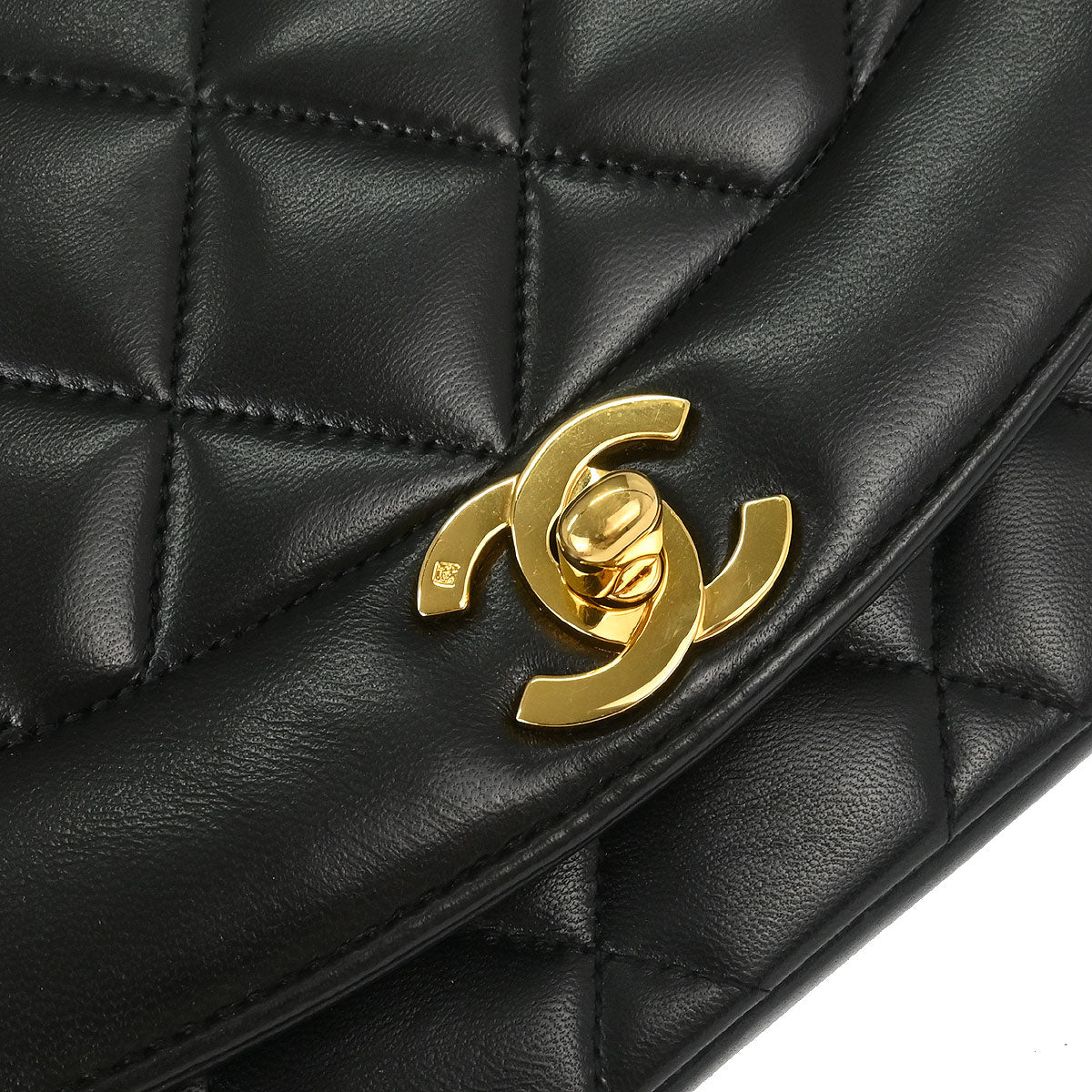 Chanel 1991-1994 Black Lambskin Small Diana Shoulder Bag