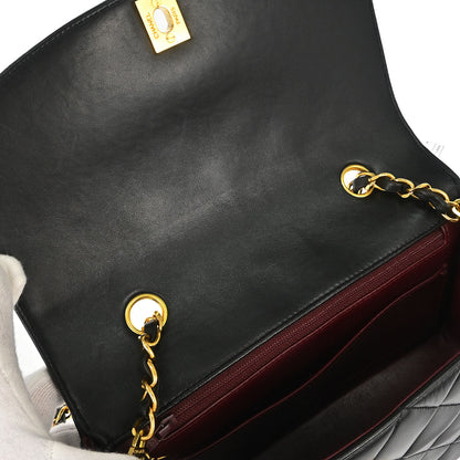 Chanel 1991-1994 Black Lambskin Small Diana Shoulder Bag