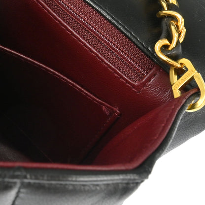 Chanel 1991-1994 Black Lambskin Small Diana Shoulder Bag