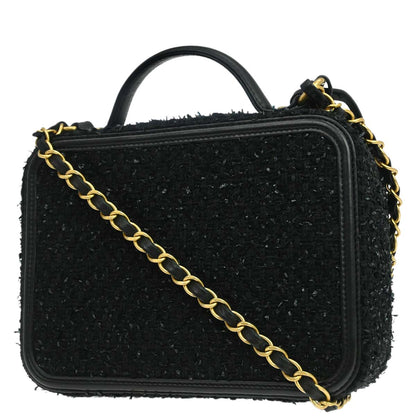 Chanel 2019 Black Tweed CC Filigree 2way Shoulder Vanity Handbag