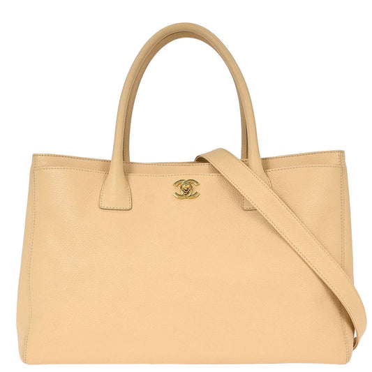 Chanel Beige Calfskin Cerf Executive 2way Shoulder Tote Bag