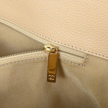 Chanel 2010-2011 Beige Calfskin Cerf Executive 2way Shoulder Tote Bag
